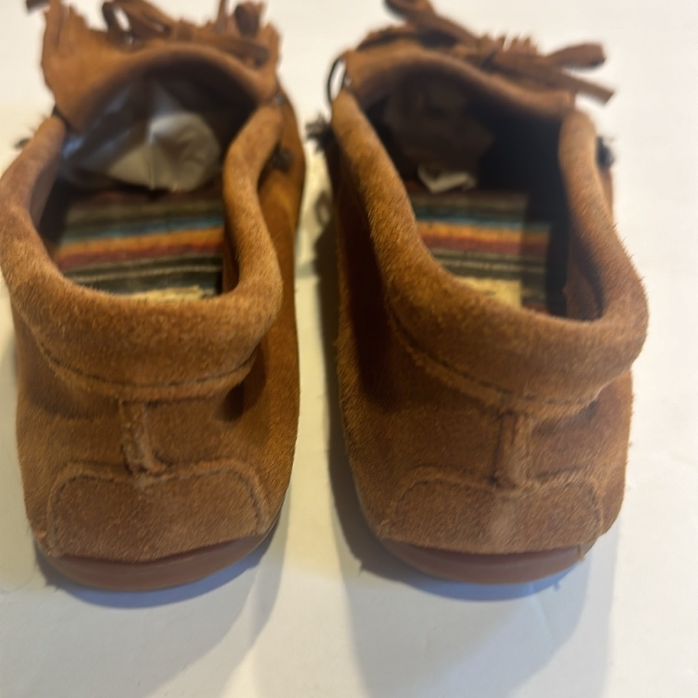Minnetonka chestnut suede southwestern tassel bow Aztec Arizona moccasins size 7 - Picture 2 of 9
